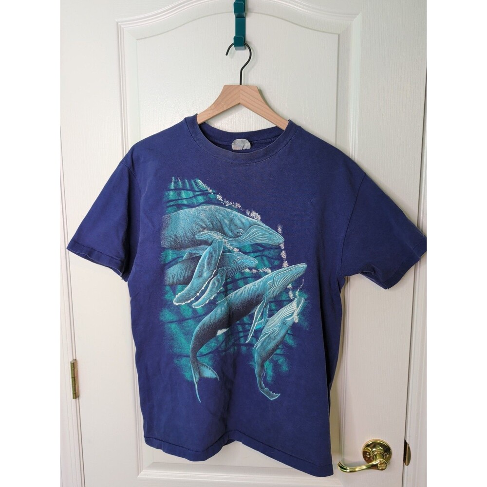Vintage Whales Ocean Retro T-Shirt Hanes Beefy-T USA 100% Cotton